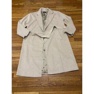 Polo Ralph Lauren Womens Open Front Belted Trench Coat Sz 14 Beige Wool NWOT